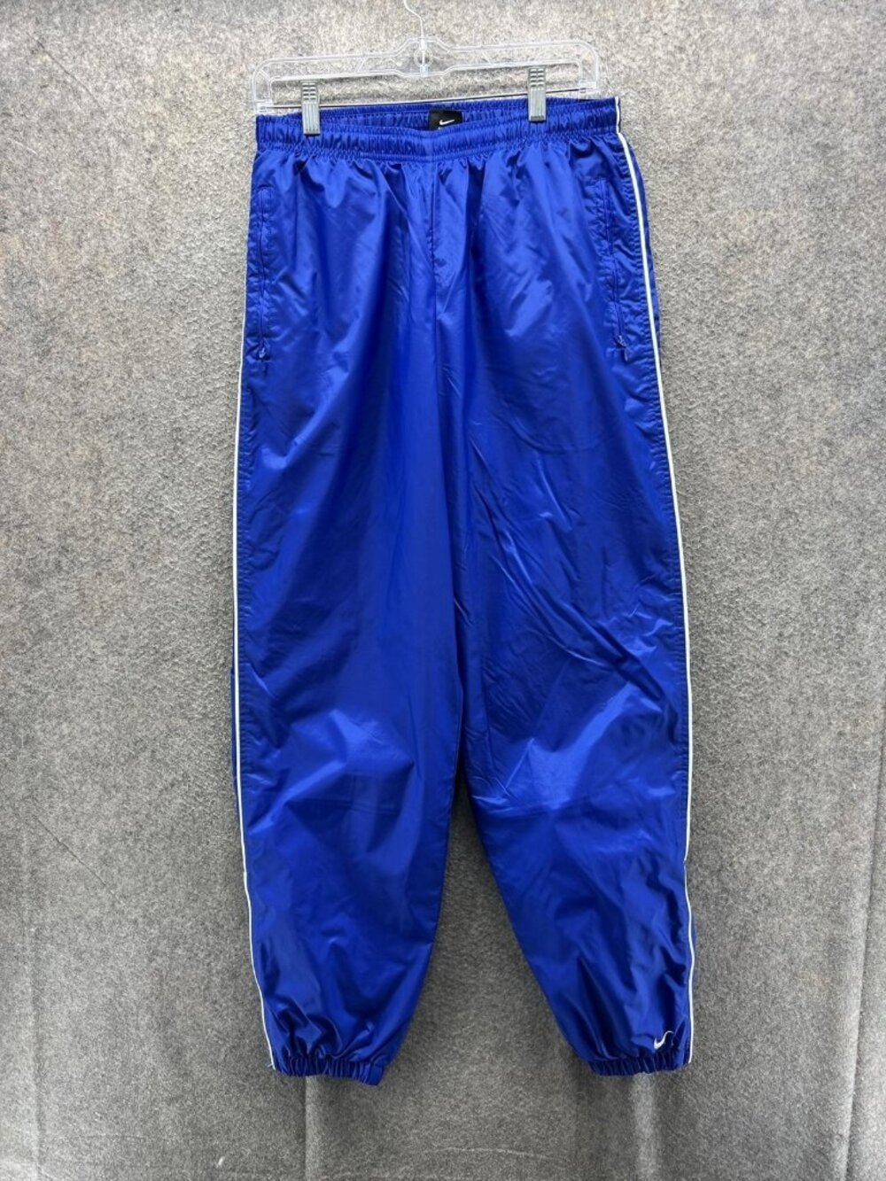 Nike Team Track Pants Mens Medium Blue Elastic Waist Zip Pockets Lined Athletic